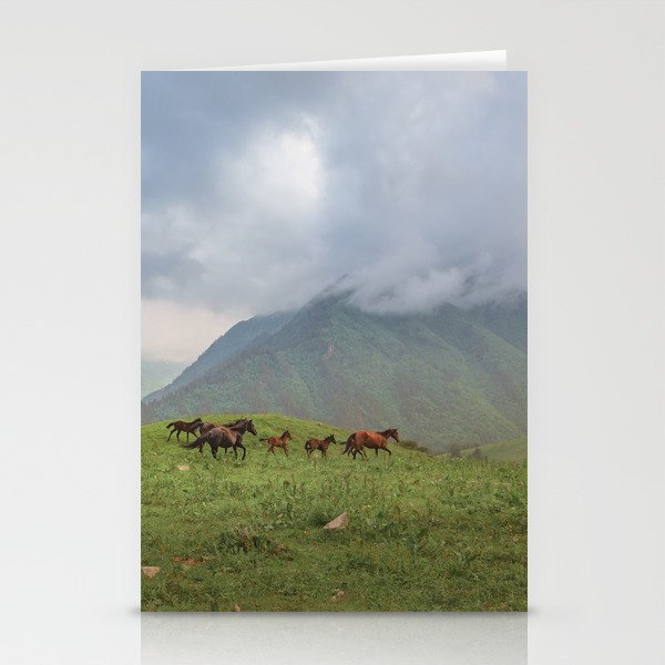 Running horses in the mountains Stationery Cards