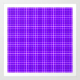 Purple Grid White Line Art Print
