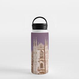 Vintage looking Milan cathedral aka Duomo di Milano gothic church Water Bottle