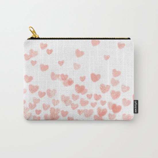 Hearts falling painted pastels heart pattern minimal art print nursery baby art Carry-All Pouch