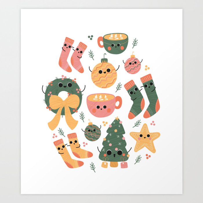 Very Cute Happy Holiday Art Print
