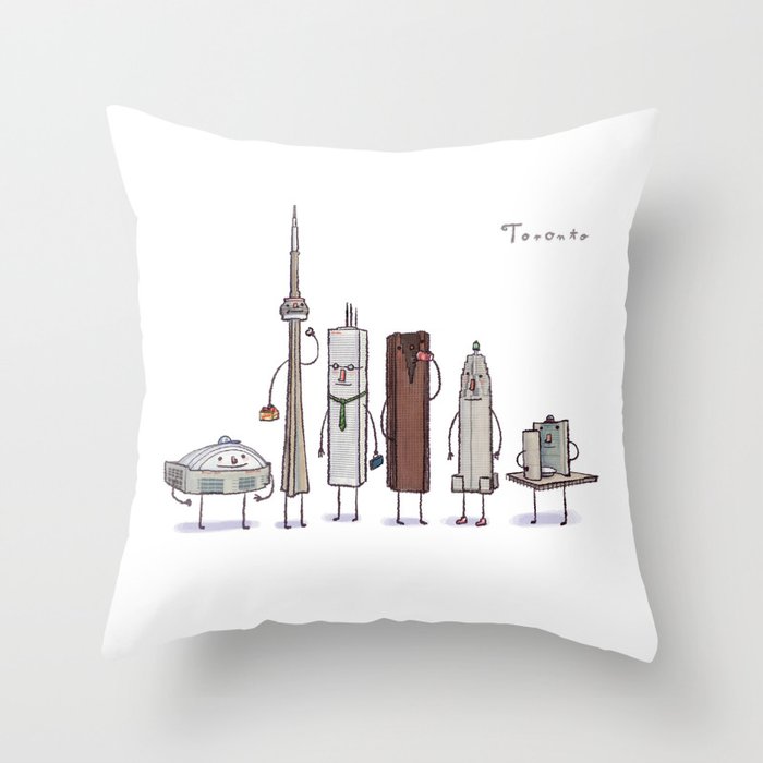Toronto skyline art print Throw Pillow