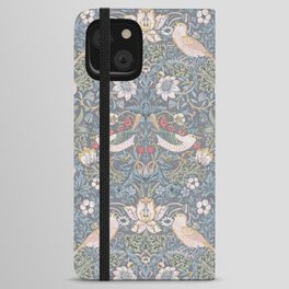 William Morris Strawberry Thief Blue Slate Vellum iPhone Wallet Case