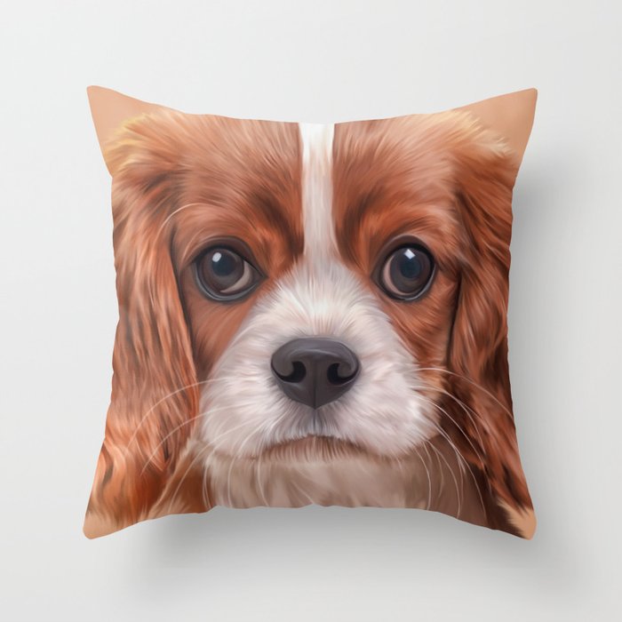 Drawing Cavalier King Charles Spaniel Throw Pillow