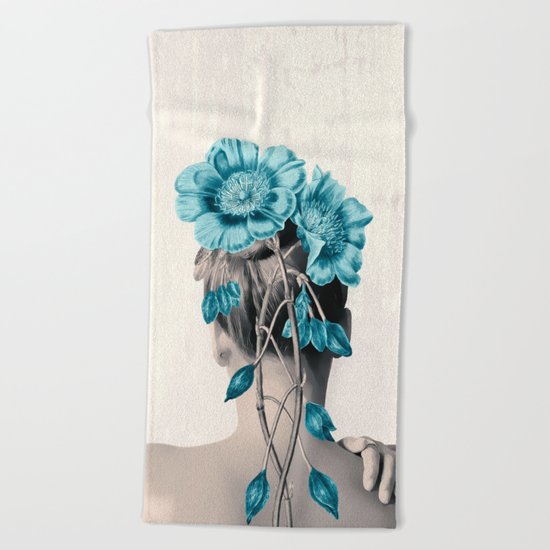 WOMAN WITH FLOWERS 3 Beach Towel