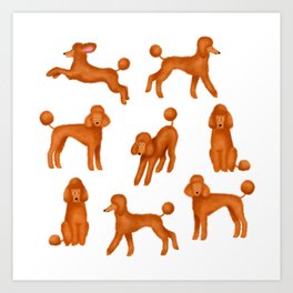 Red Poodles Pattern Art Print