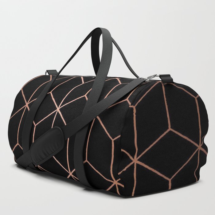 Rose Gold/Copper and Black Geometric Duffle Bag