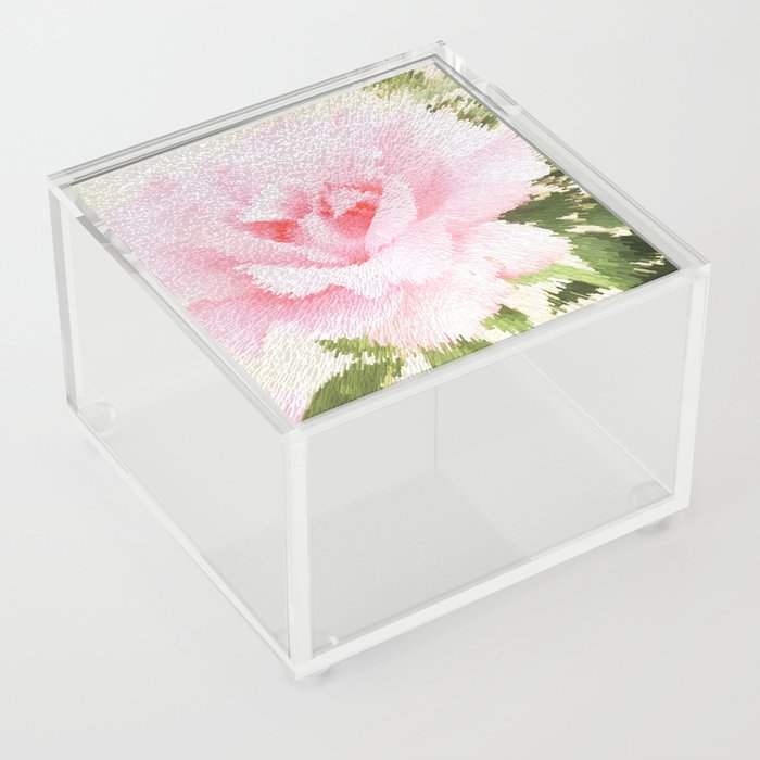 Vintage light pink rose explosion pixel art Acrylic Box