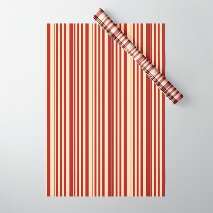 Red & Beige Colored Stripes/Lines Pattern Wrapping Paper