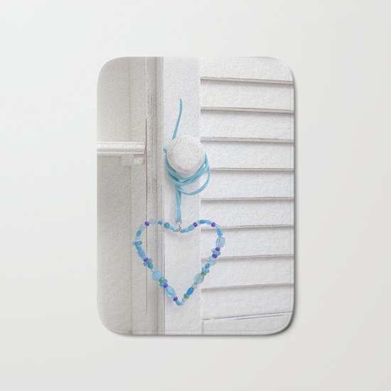 Blue Heart of beads Bath Mat