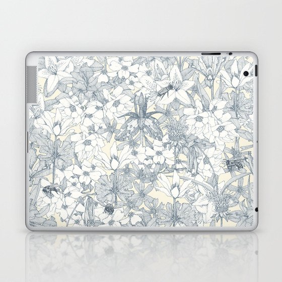 NC wildflowers and bees blue slate Laptop & iPad Skin