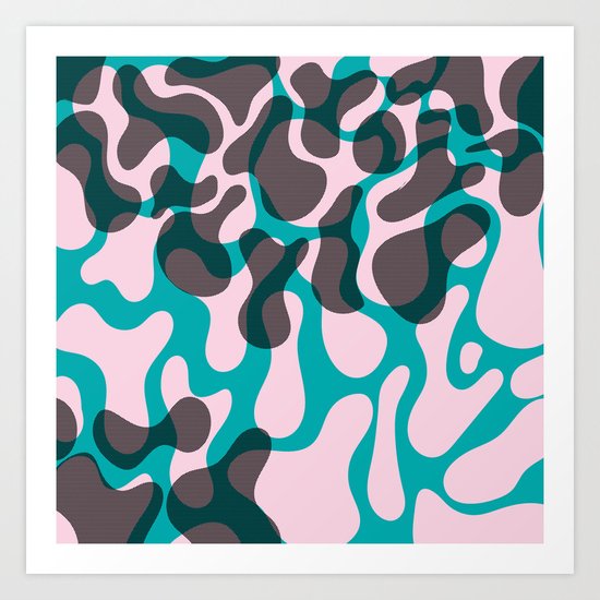 blue, pink, dots Art Print