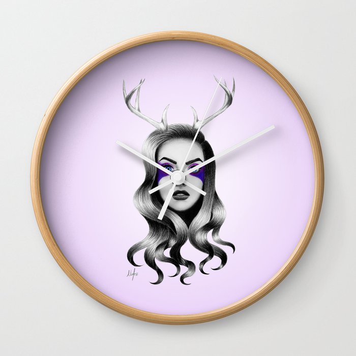 Deer Lilac Wall Clock