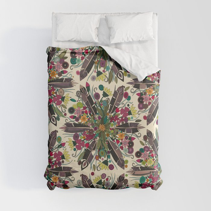 bohemian posy cream Duvet Cover