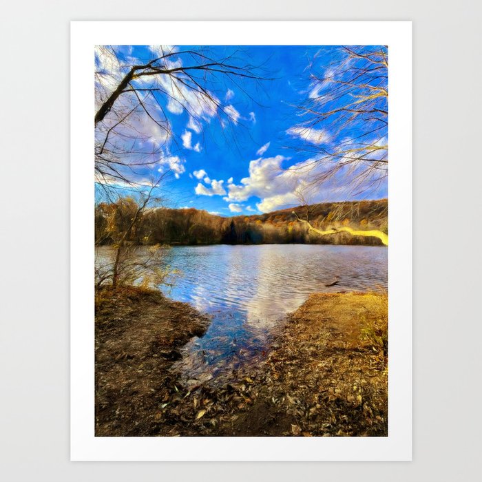 Autumn Hills Beyond the Lake Art Print