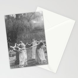Circle Of Witches Vintage Women Dancing Black And White Stationery Card