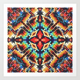 Ornate Geometric Colors Art Print | Abstract, Mayan, Aztec, Symmetrical, Tribal, Popart, Geometry, Pattern, Digital, Primitivecultures 