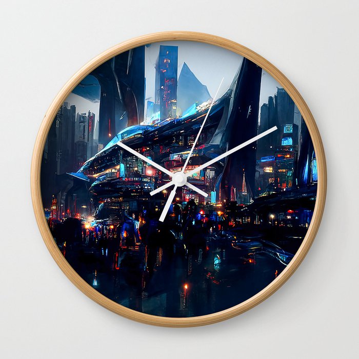 Postcards from the Future - Neon City Wall Clock