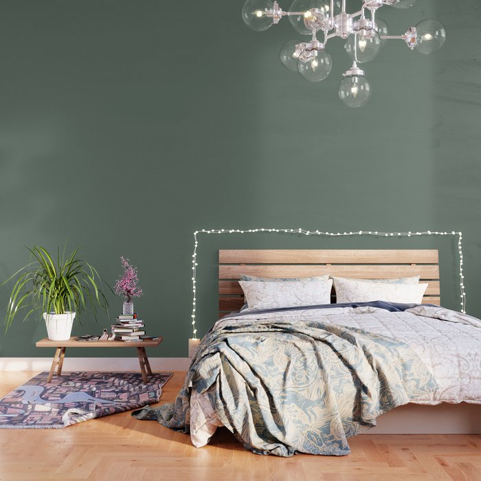 Dark Green Gray Solid Color Fashion - Interior Design Trending Shade Wallpaper