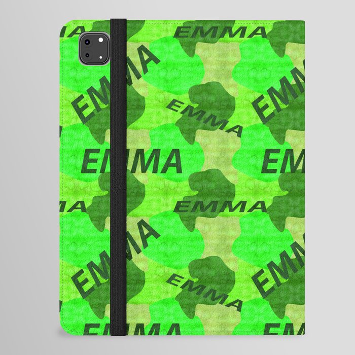  Emma pattern in green colors and watercolor texture iPad Folio Case