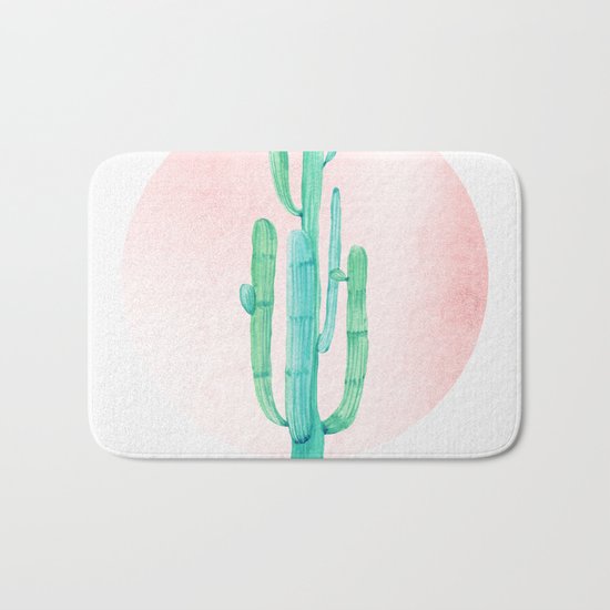 Desert Cactus Green with Rose Gold Sun Bath Mat