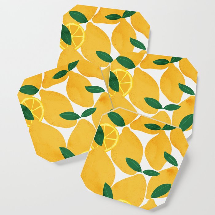 lemon mediterranean still life Coaster