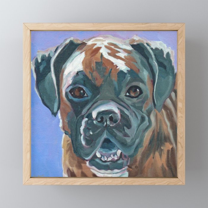 Boone the Boxer Dog Portrait Framed Mini Art Print