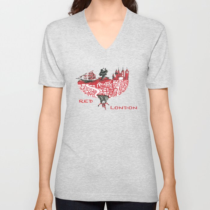 Red London V Neck T Shirt