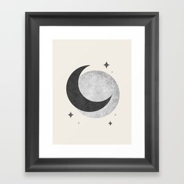 Moon Sparkle BW - Celestial Framed Art Print