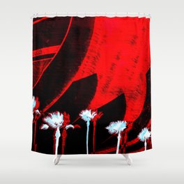 Surf in the City - Black + Red Shower Curtain