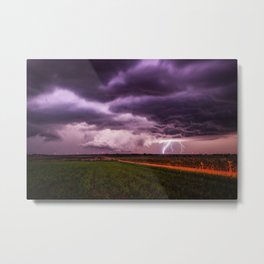 Lightning Crashes - Lightning Strike on Stormy Night in Kansas Metal Print | Night, Print, Photo, Weather, Prairie, Digital, Lightning, Thunderstorm, Western, Picture 