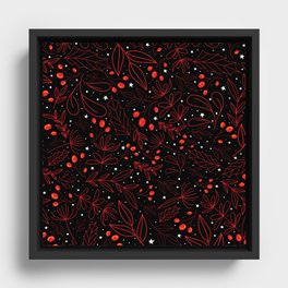 Merry Christmas Floral magical Pattern Framed Canvas