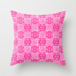 Bright organic stripes check with diamonds - hot pink and white Throw Pillow