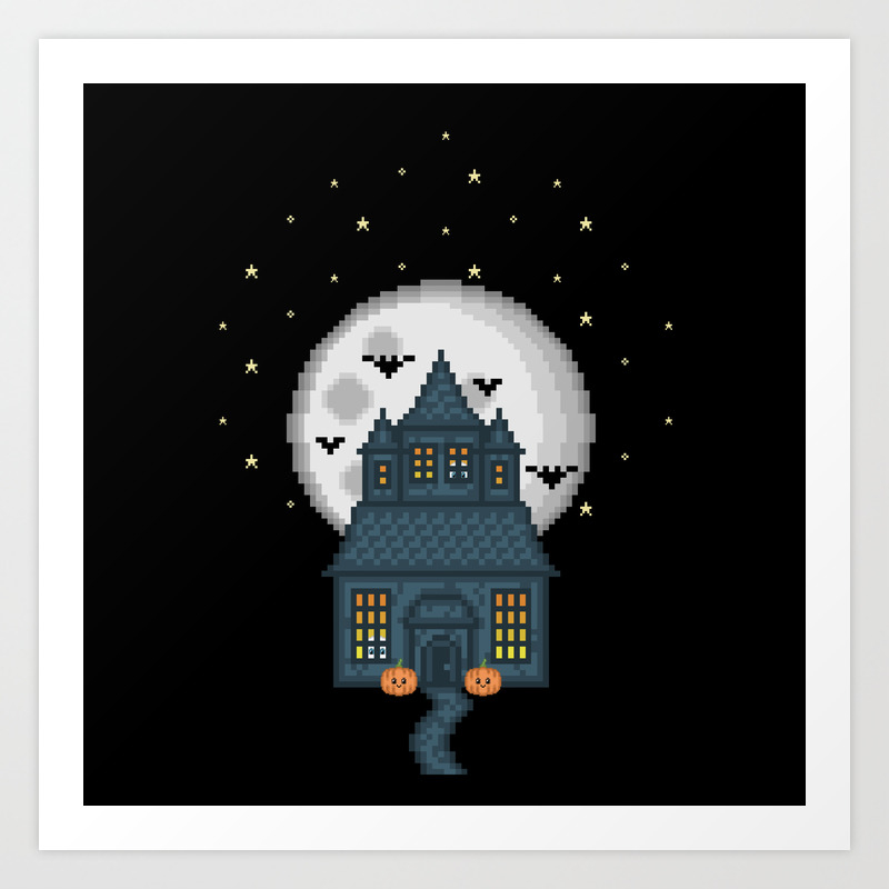 Haunted House Pixel Art Art Print By Annabai Society6 194 best pixel art backgrounds images on pinterest | game. haunted house pixel art art print by annabai