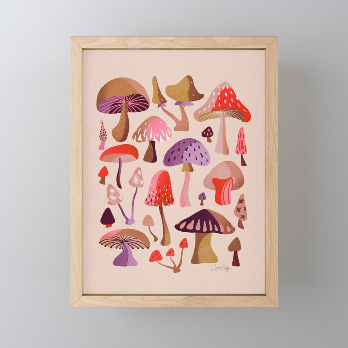 Mushroom Collection – Pink Framed Mini Art Print