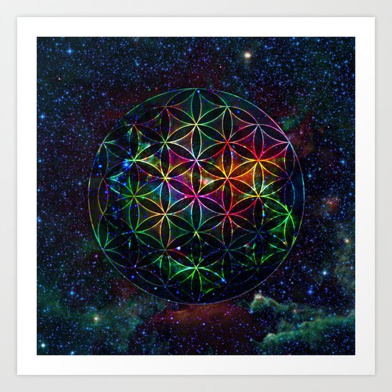 Flower of Life in the Universe - Universe in the Flower of Life Art Print
