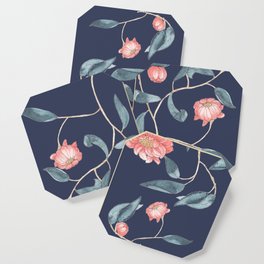 Chrysanthemum Navy Wallpaper Coaster