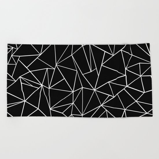 Abstraction Outline Black and White Beach Towel