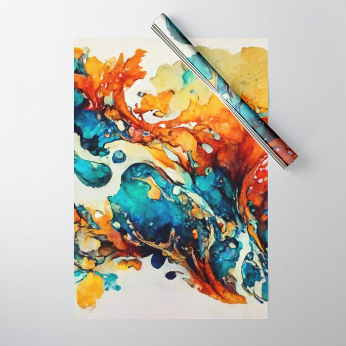 Multi-colored Alcohol Ink Wrapping Paper
