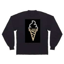time for ice cream neon sign checkerboard block Long Sleeve T-shirt