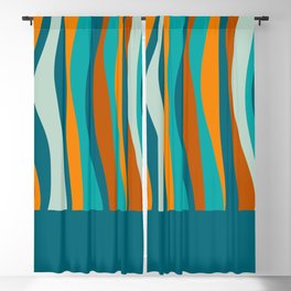Liquid Stripes in Rust Orange Aqua Turquoise Teal  Blackout Curtain
