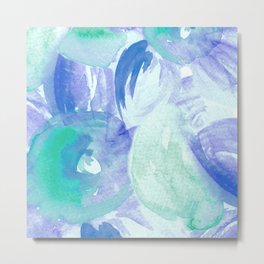 Turquoise Florals Metal Print