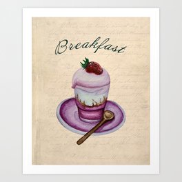 Vintage watercolor ice-cream  Art Print