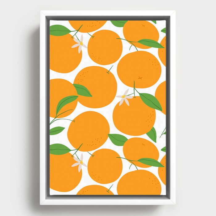 Orange fruit seamless pattern illustration  Framed Canvas
