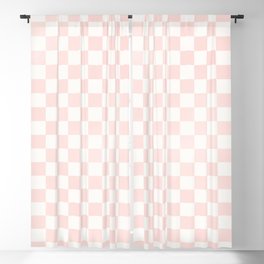 Blush Pink Coral Checkered Grid Line Drawing Blackout Curtain
