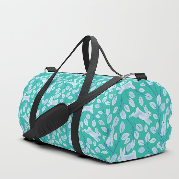 Fresh Green Spring Bunnies Rabbit Pattern Duffle Bag