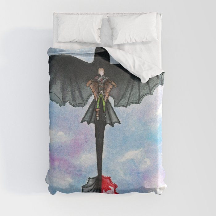 Hiccup and Toothless Flying from How to Train your Dragon 2 Duvet Cover