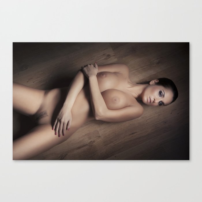 attractive nudes girl with big breasts on flor Canvas Print