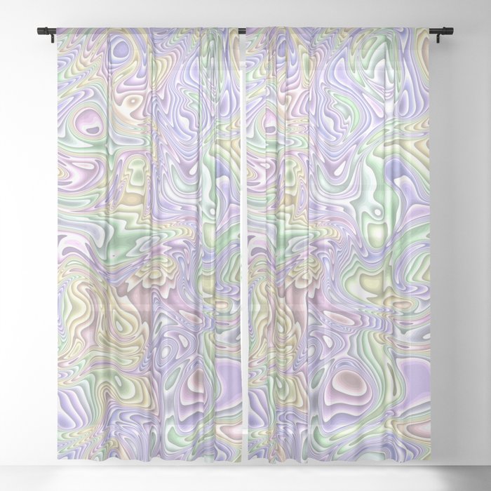 Trippy Colorful Squiggles Sheer Curtain