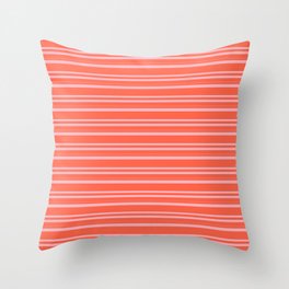 [ Thumbnail: Red & Light Pink Colored Lined Pattern Throw Pillow ]
